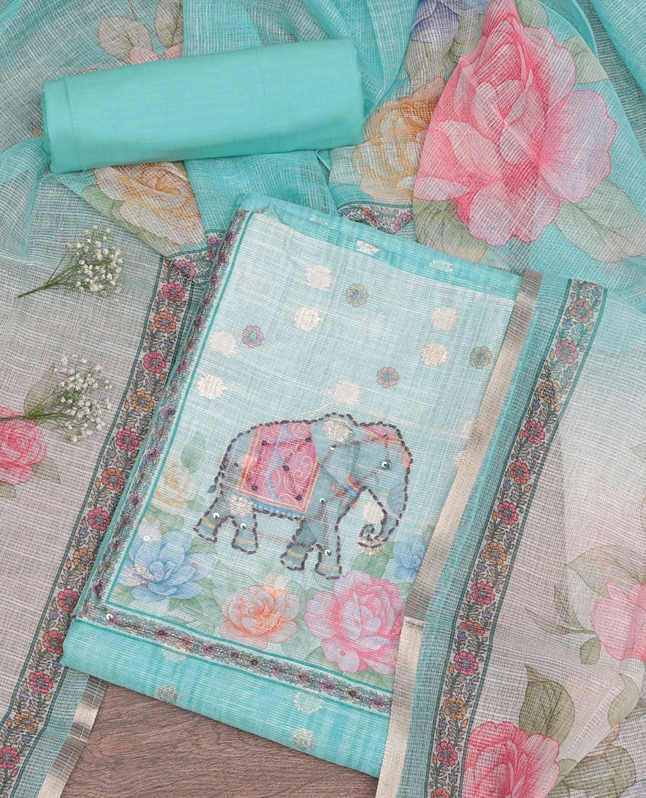 Blue Kota Cotton Material Chudidar Set