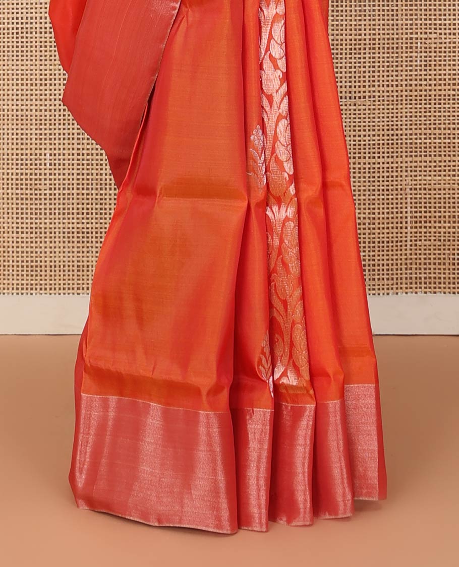 Orange zari buttas Uppada saree, bavanji border, and contrast traditional zari pallu