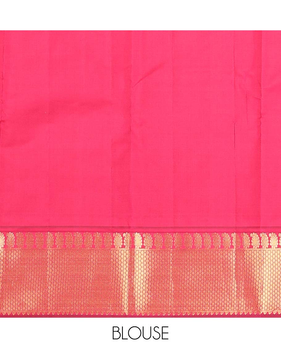 Orange zari buttas Vasundhara silk mix saree, contrast border of manga & then kuli kann & jaal pallu