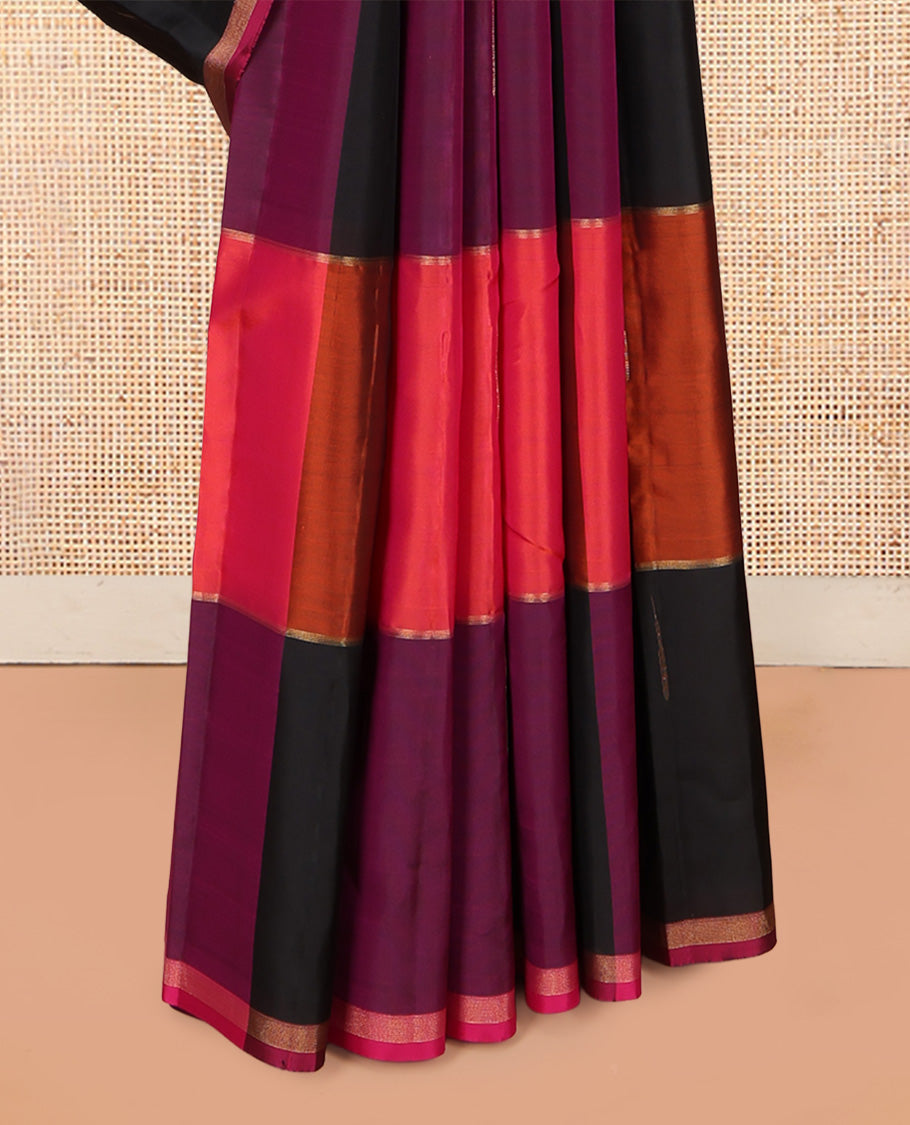 Borderless Multi-Color Buttas-Checked Vasundhara Lite Silk Mix Saree, a Zari Border, Contrast Blouse