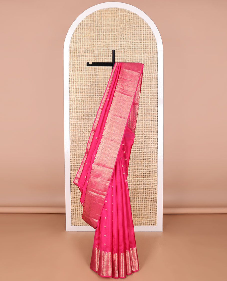 Dark pink buttas vasundhara elite silk saree with self zari design border & argyle design pallu