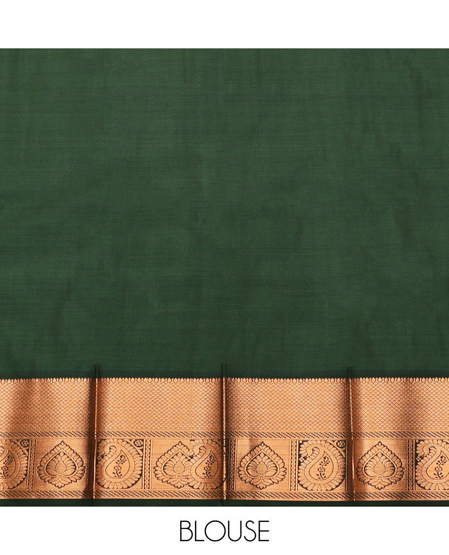 Grey Budget Silk Saree, Highlighted with Jacquard, Complemented by Contrast Traditional Zari Border, Intricate Pallu, and a Contrast Blouse