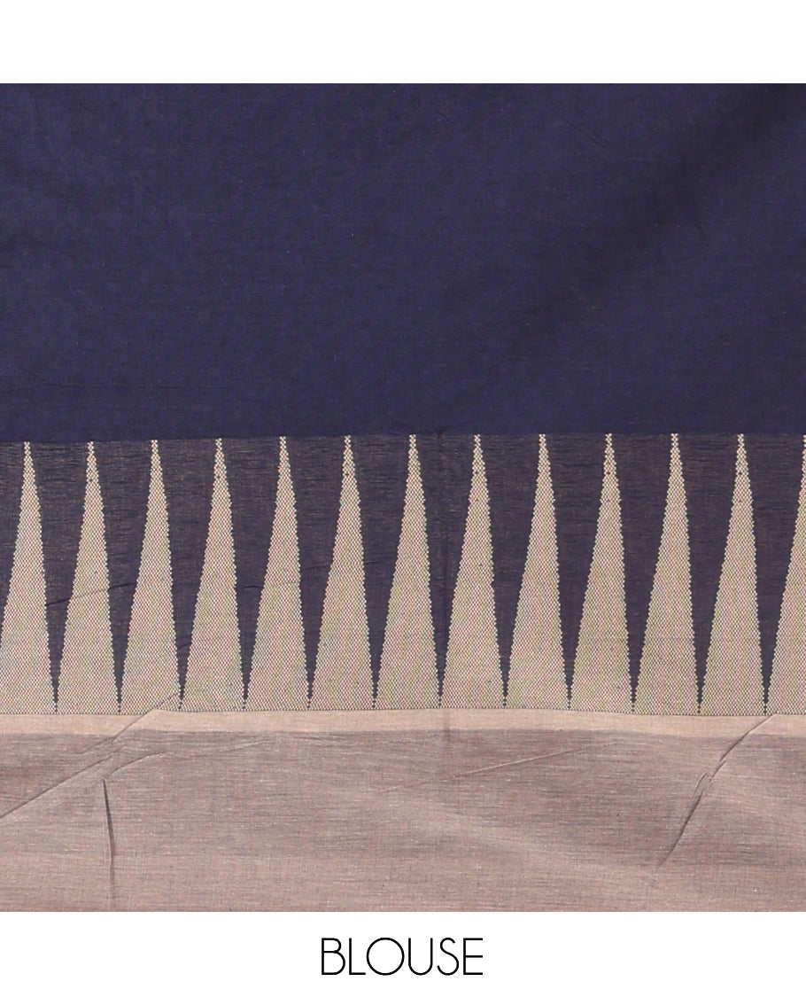 Navy Blue Handloom Cotton Saree