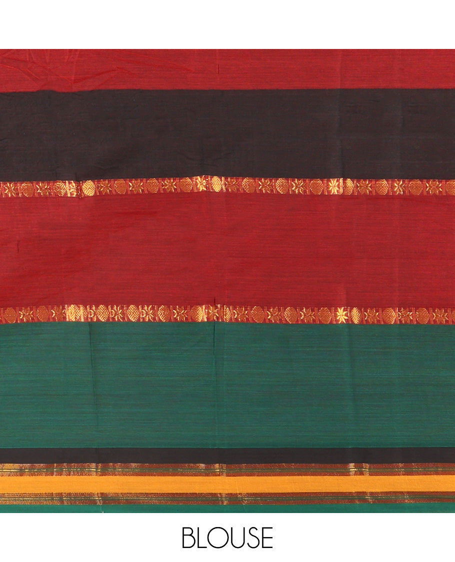 Maroon Plain Mercerised Cotton Saree