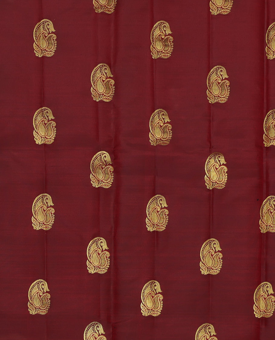 Maroon Pure Silk Pavadai Material Set