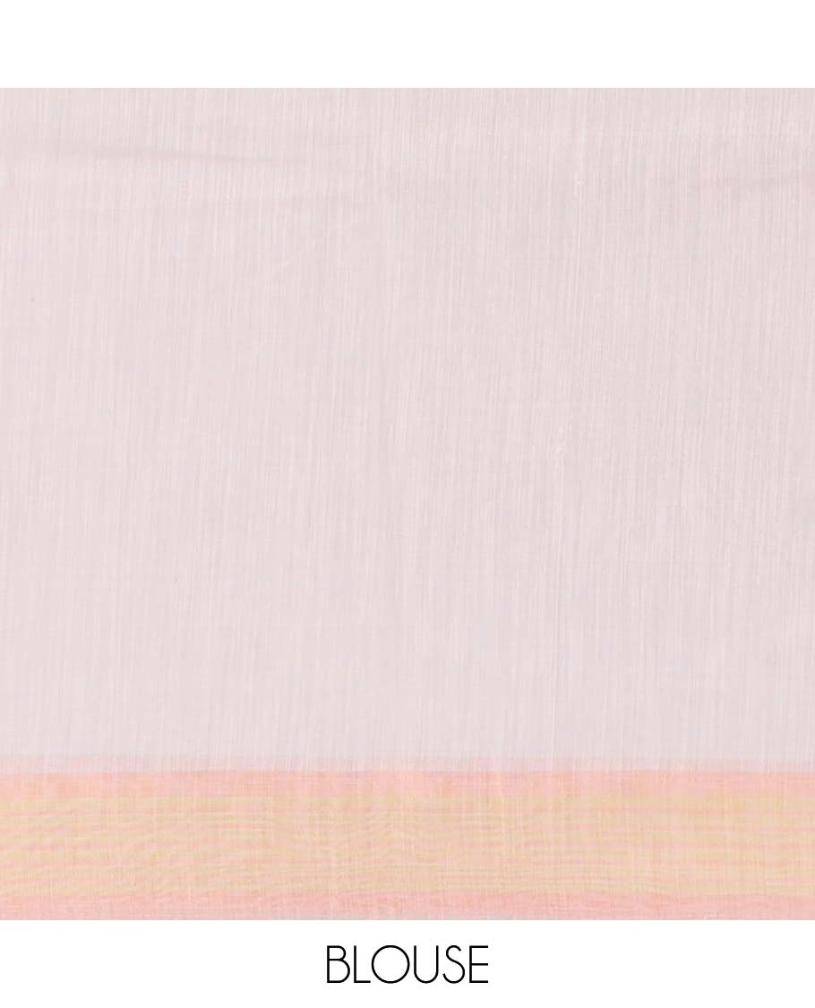 Sandal leaf motifs printed budget cotton saree, plain border & floral printed pallu