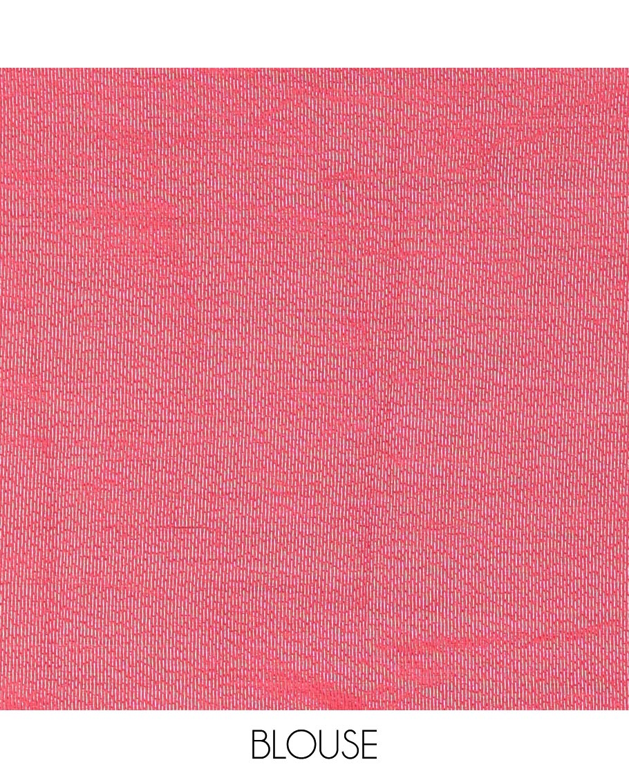 Rani Pink Semi-Tussar Saree Elevated with Gold Zari Stripes and Elegant Paisley Zari Buttas, Featuring a Subtly Shimmering Pallu Adorned with Traditional Zari Designs, and Paired with a Matching Blouse