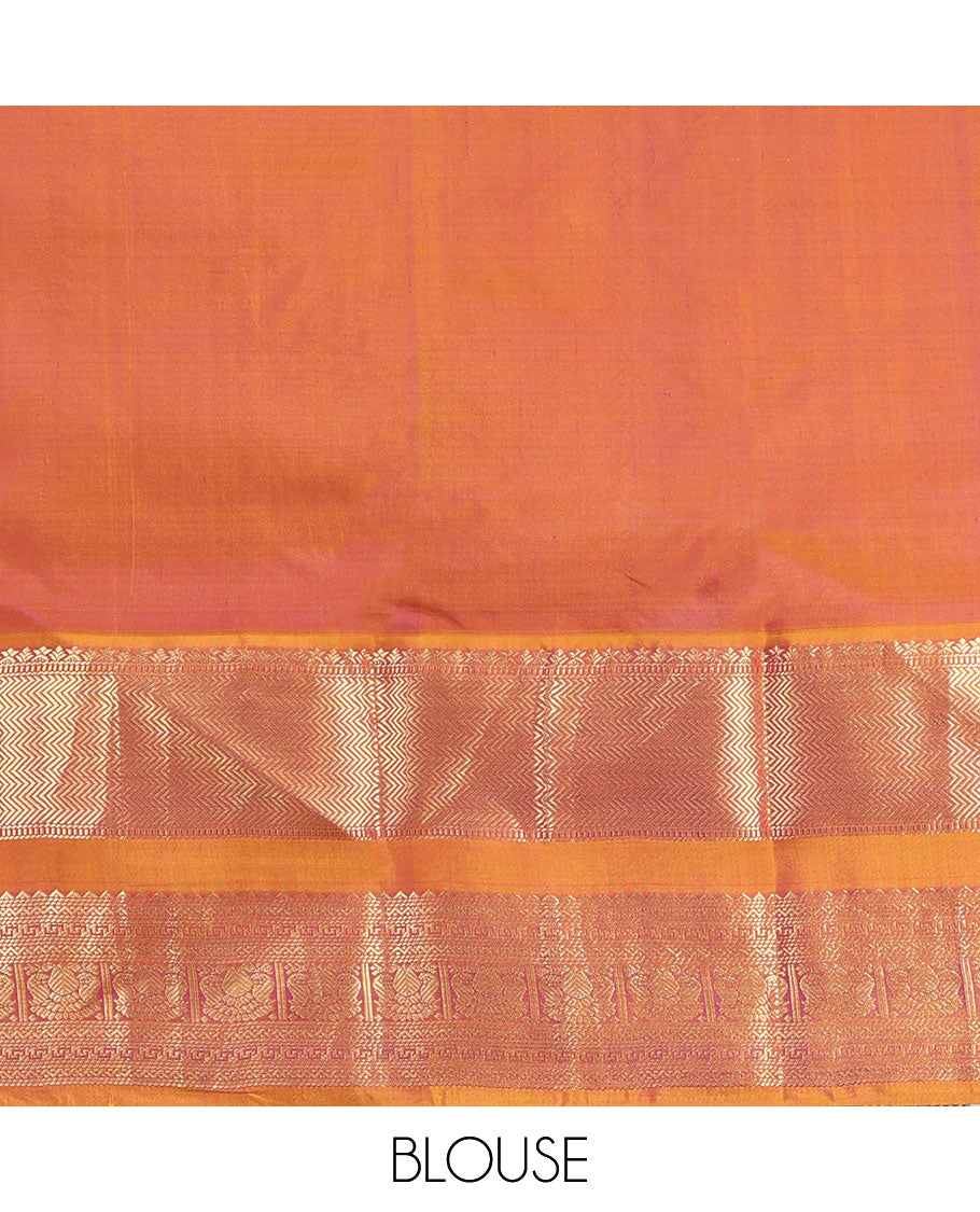 Green Plain Vasundhara Lite Silk Mix Saree, Complemented by a Contrast Border of Muthu, Vanki, Rekku, Banaras, Neli, and Iruthalai Pakshi Designs, Grand Jaal Pallu, and Paired with a Contrast Blouse