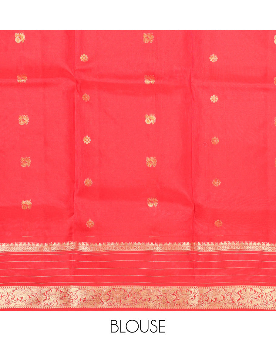 Orange Mayuri Lite Silk Mix Saree