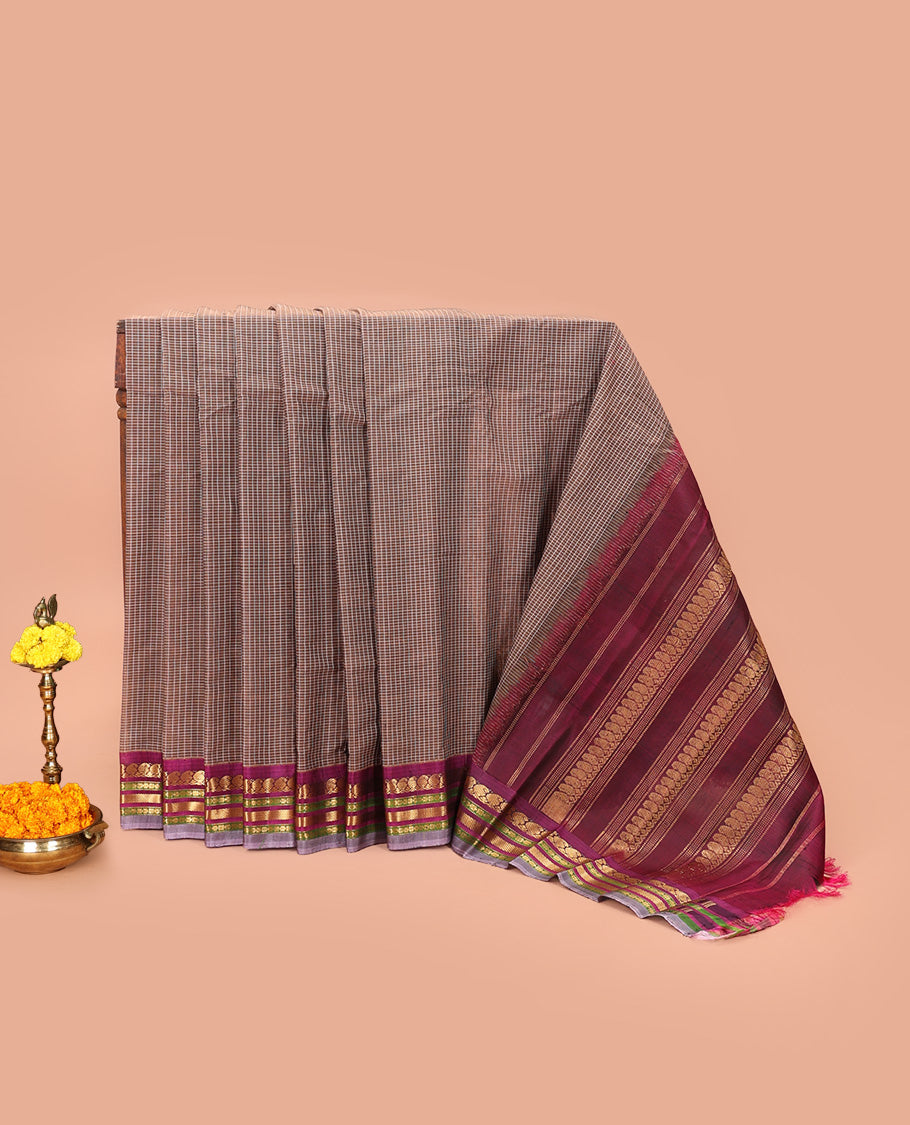 Brown Gadwal Cotton Saree
