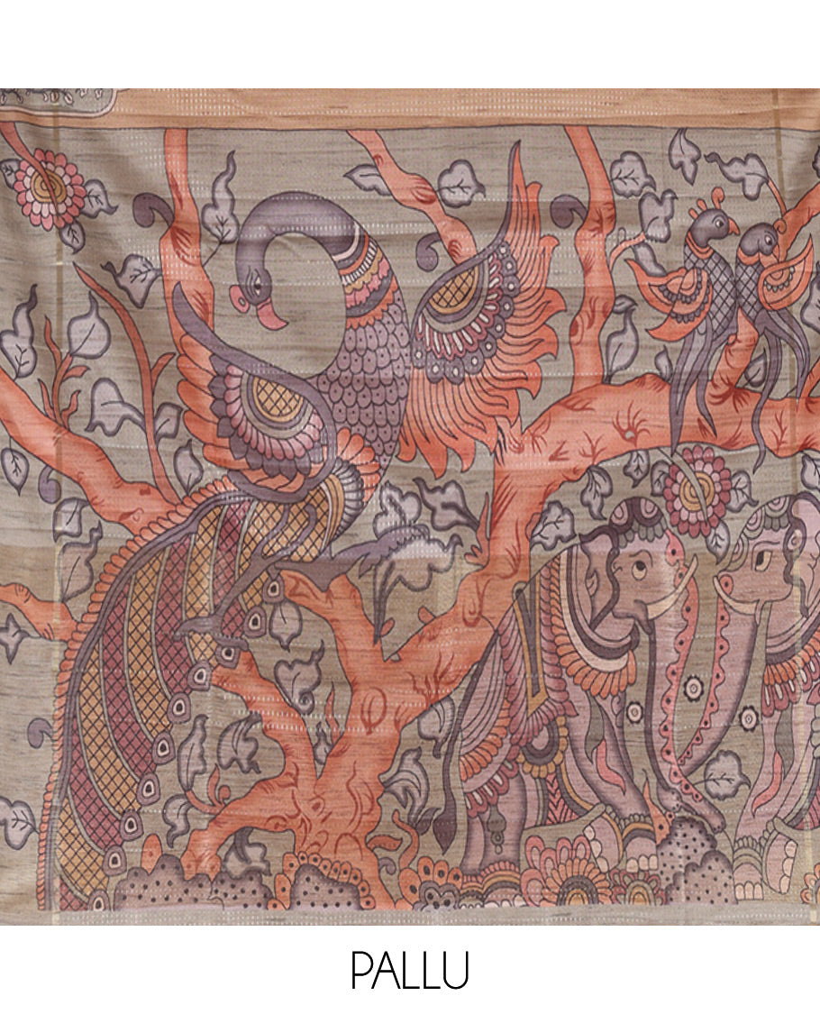 Brown Fancy Tussar Saree