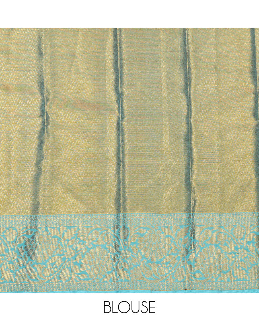Blue Pure Silk Navarathna Pavadai Material Set