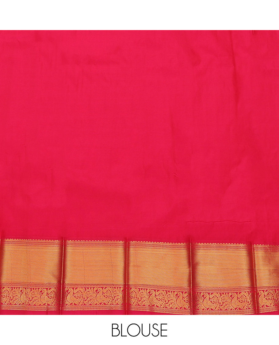 Violet Budget Silk Saree, Bedecked with Zari Buttas and Checks, Complemented by a Contrast Traditional Zari Border, Grand Pallu, and Contrast Blouse