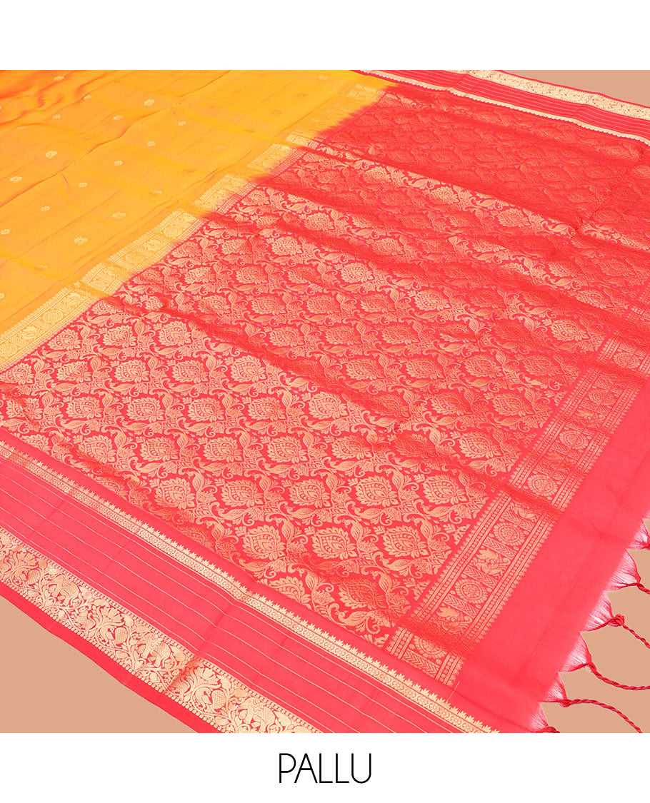 Orange Mayuri Lite Silk Mix Saree
