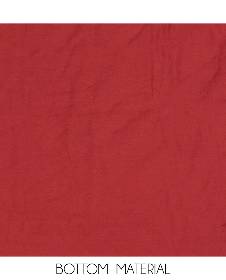 Maroon Cotton Material Churidar Set, Mughal-Style Printed Top, a Plain Bottom, a Mughal-Style Printed Dupatta