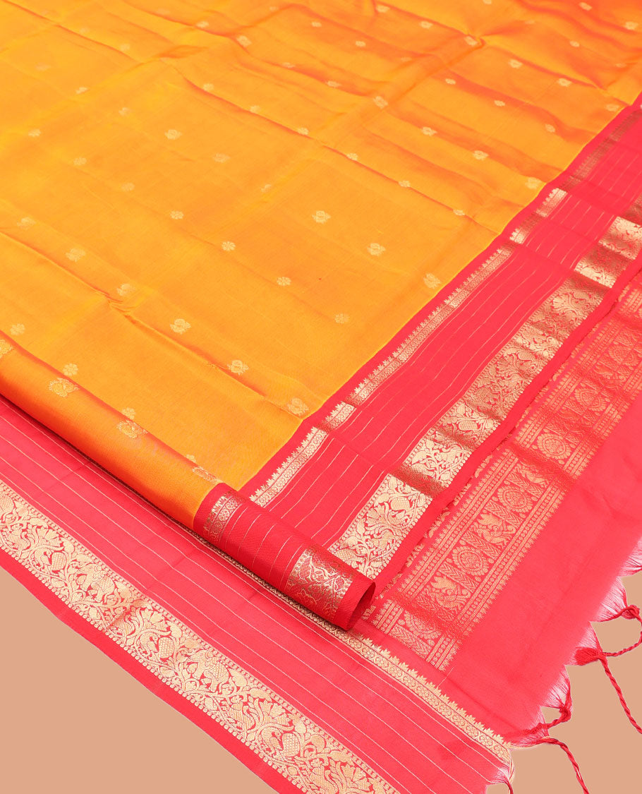 Orange Mayuri Lite Silk Mix Saree