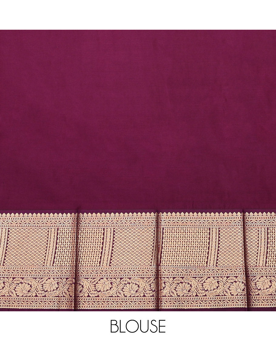 Turquoise Budget Silk Saree, Decked Up with Zari Buttas and Stripes, Complemented by a Contrast Traditional Zari Border, Jaal Pallu, and a Contrast Blouse