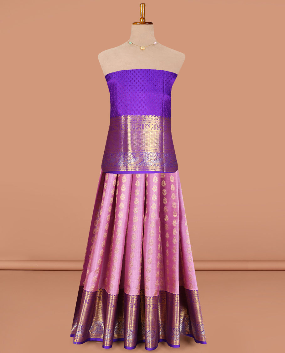 Pink Pure Silk Navarathna Pavadai Material Set