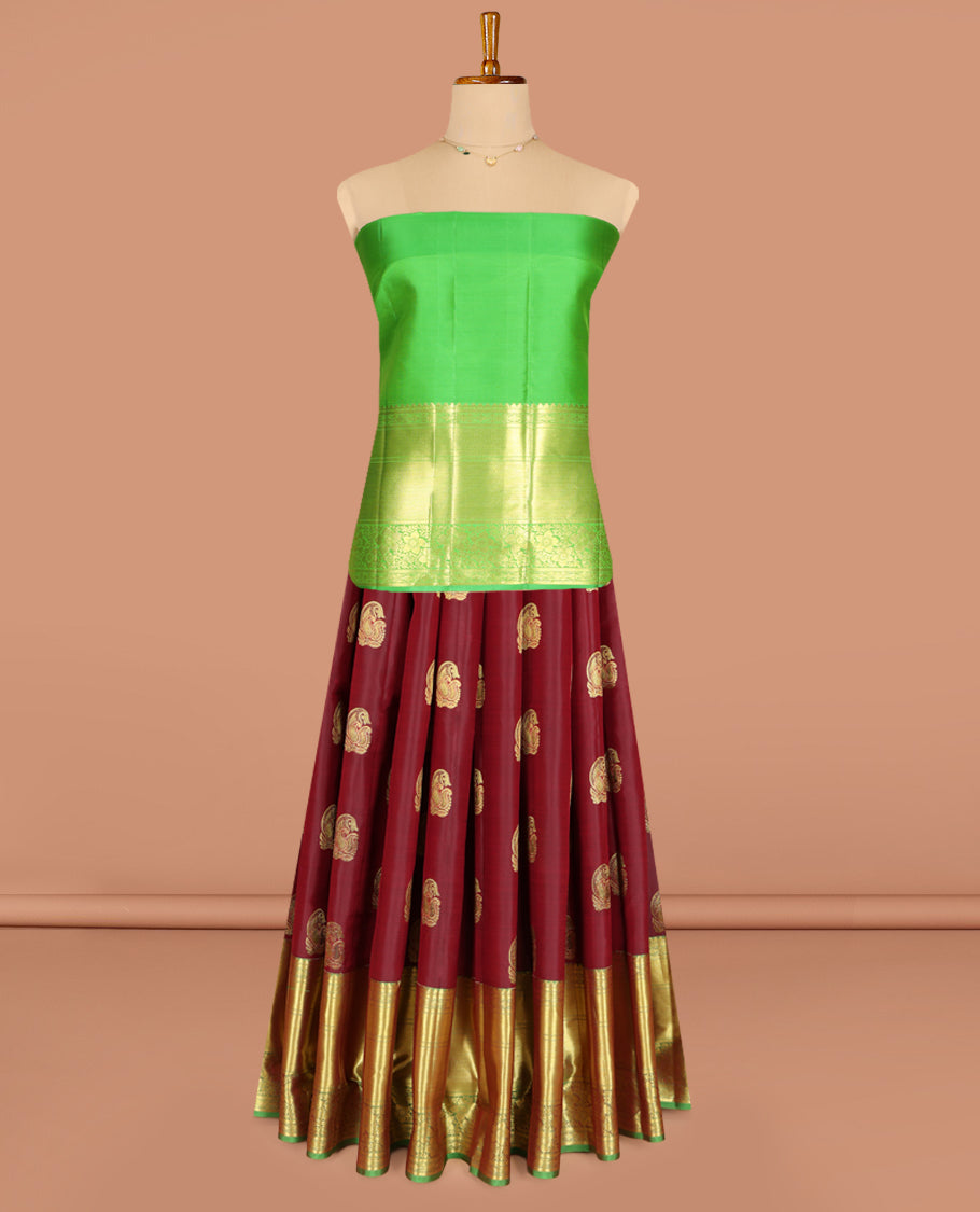 Maroon Pure Silk Pavadai Material Set