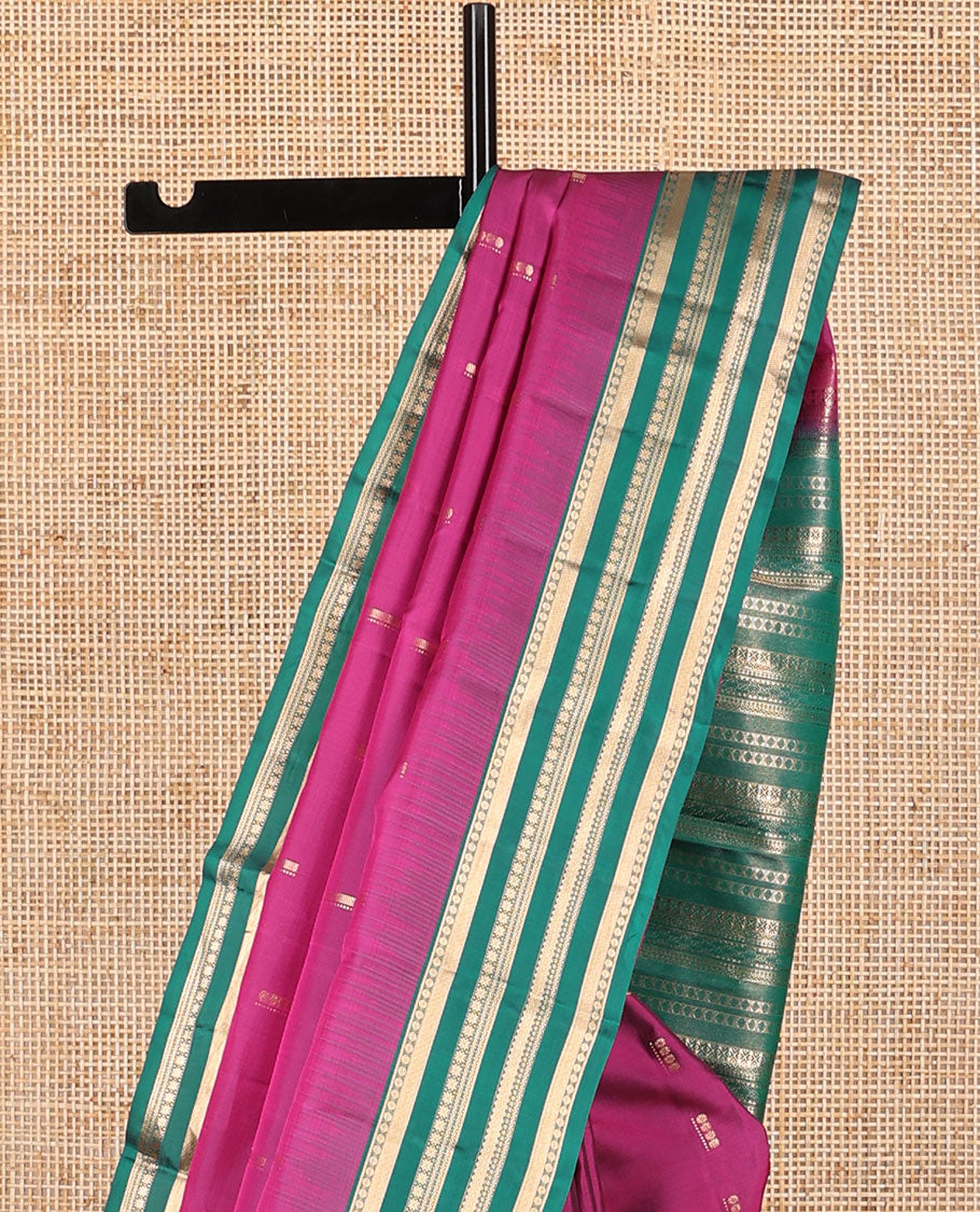 Pink buttas vasundhara elite silk saree with contrast traditional design pallu & intricate zari design pallu