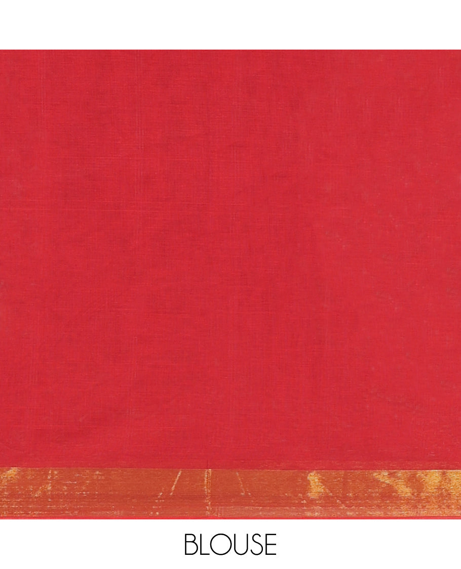 Red Jute Cotton Saree