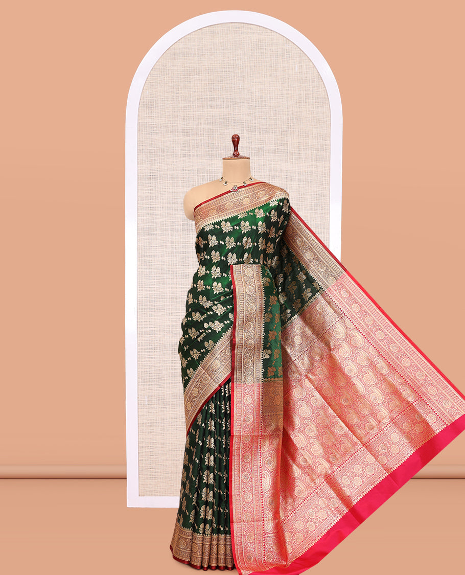 Green Semi-Banaras Nylon Saree