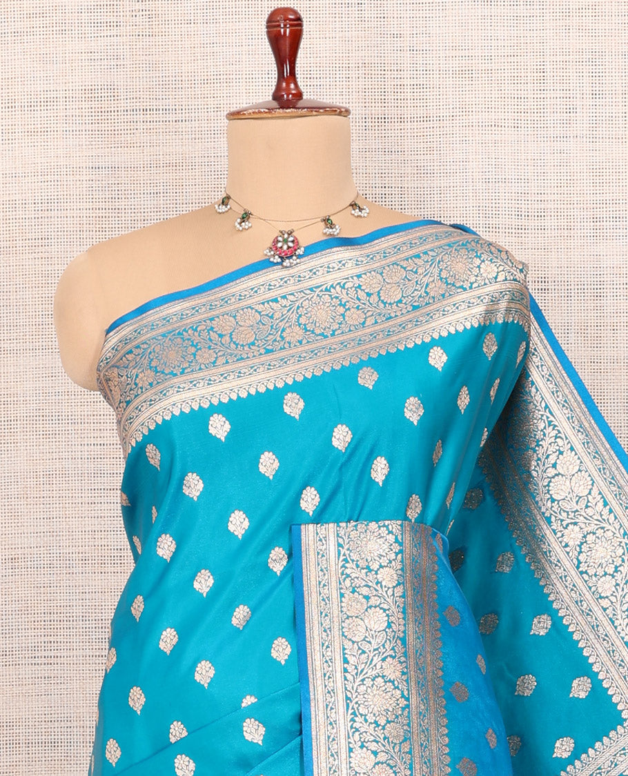 Blue Banaras Nylon Saree