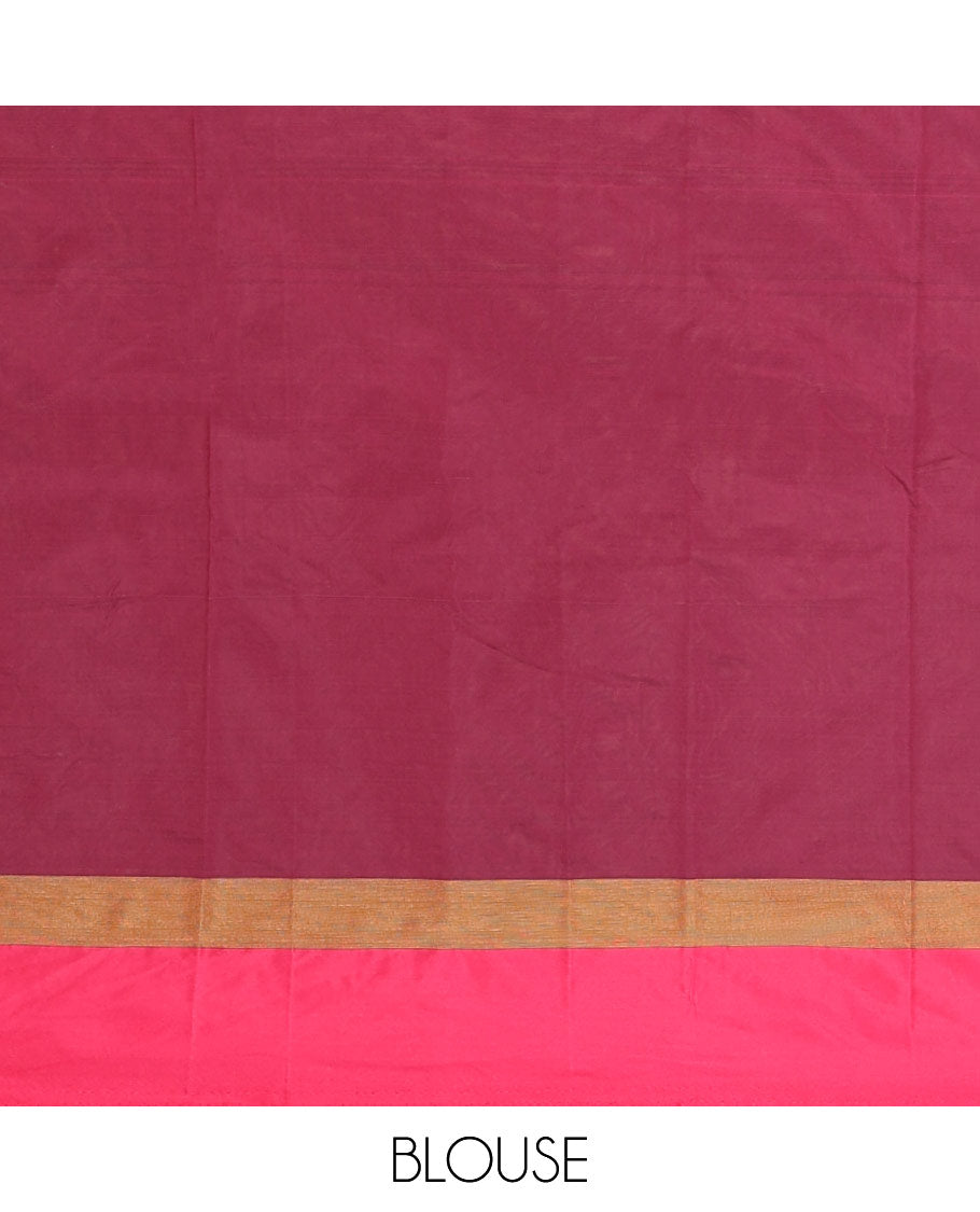 Navy blue thread butta semi soft silk saree with satin border & lining pallu along with plain blouse