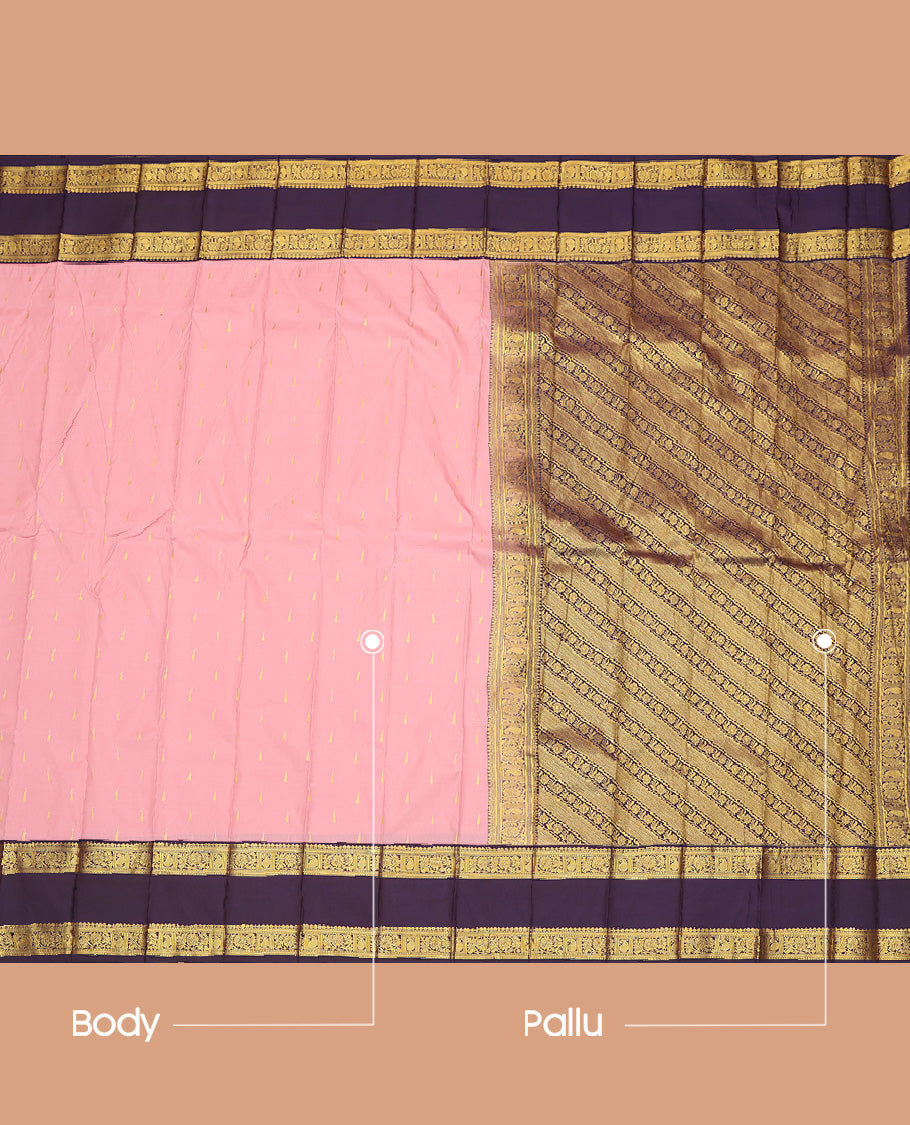 Pink Temple Buttas Budget Silk Saree
