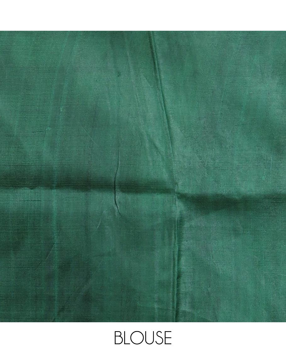 white striped printed silk saree with contrast border & floral design pallu