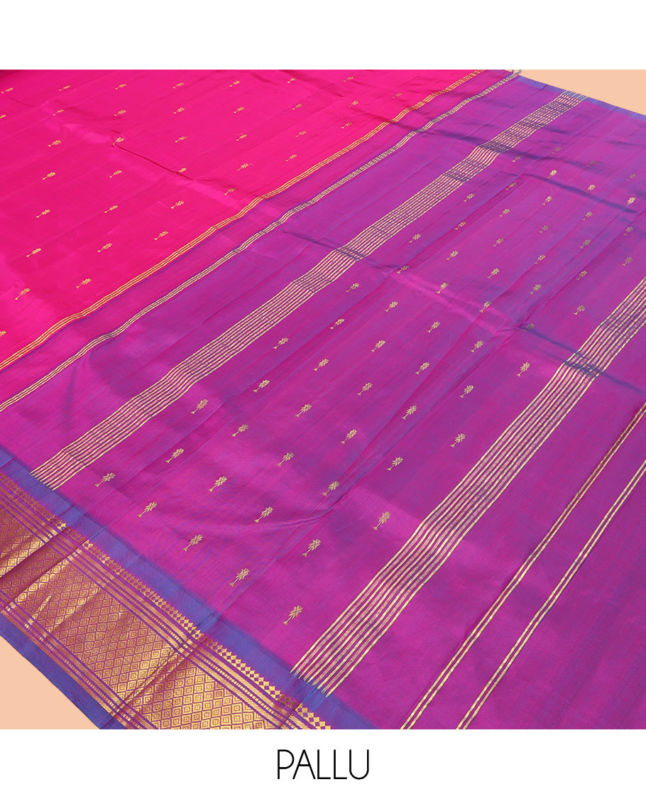 Pink Woven Zari Butta Kanchipuram Silk Saree