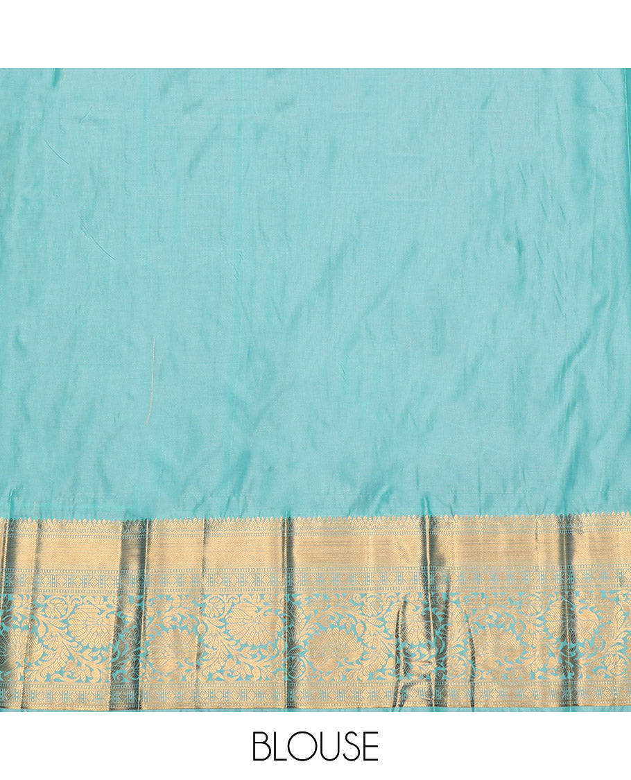 Pink Budget Silk Saree, Prettified with Zari Buttas and Stripes, Complemented by a Contrast Traditional Border, Grand Pallu, and a Contrast Blouse
