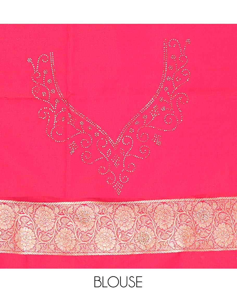 Green Semi-Banaras Nylon Saree