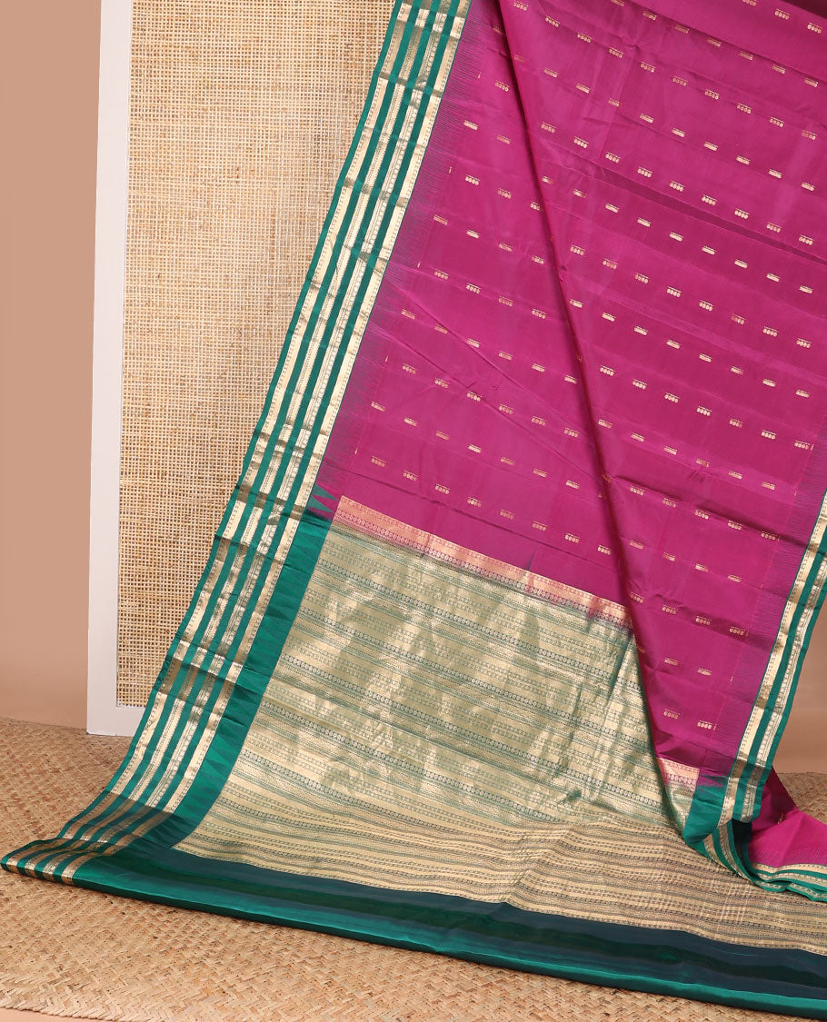 Pink buttas vasundhara elite silk saree with contrast traditional design pallu & intricate zari design pallu
