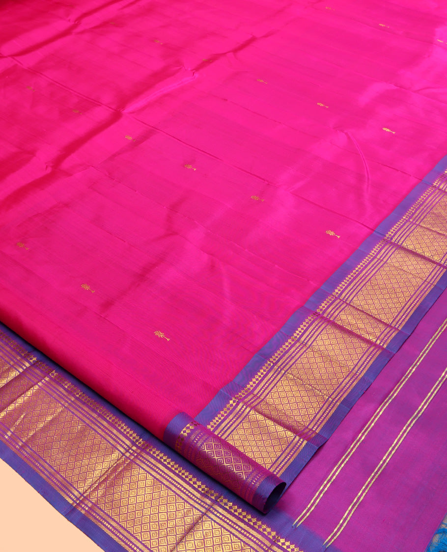 Pink Woven Zari Butta Kanchipuram Silk Saree