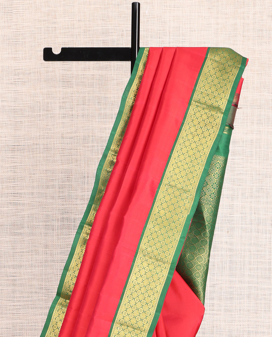 Red Plain Kanchipuram Silk Saree