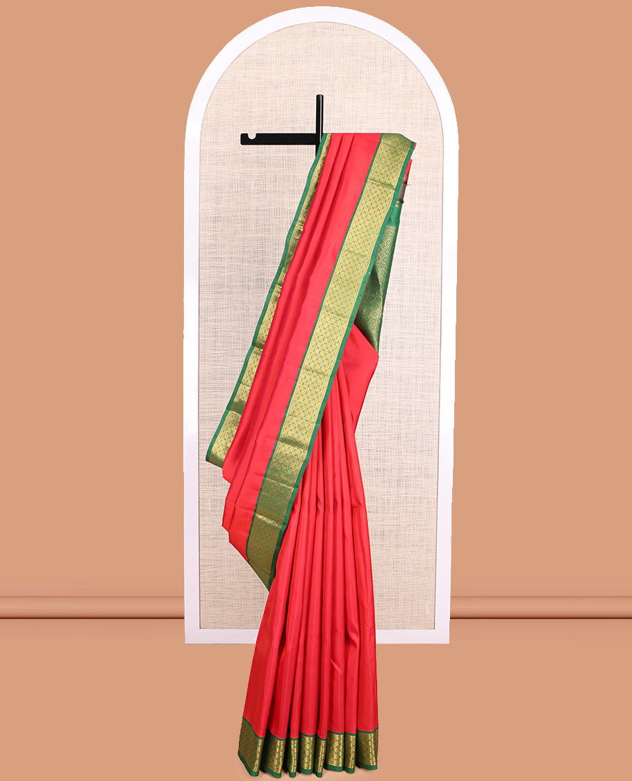 Red Plain Kanchipuram Silk Saree