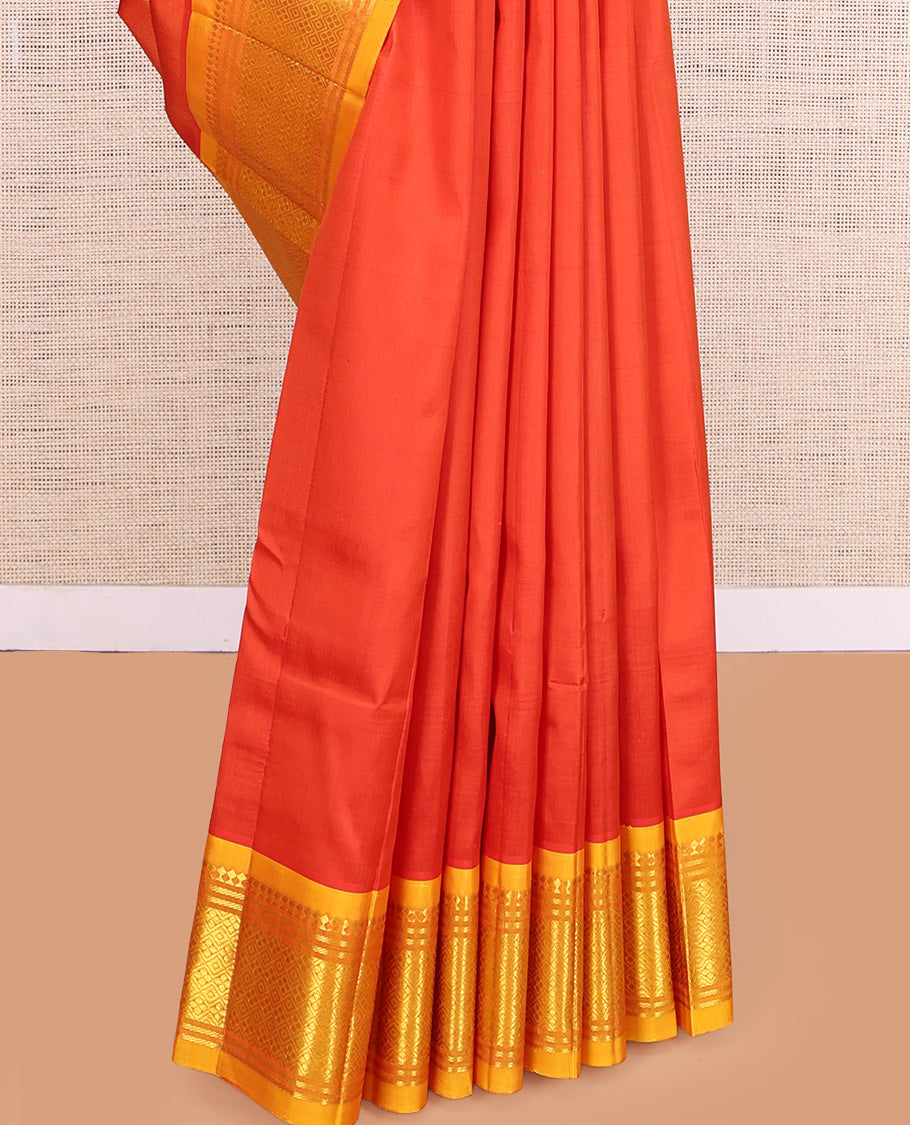 Orange Woven Kanchipuram Silk Saree
