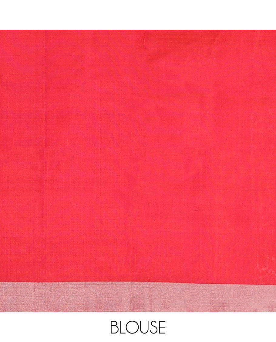 Black zari buttas soft silk saree, contrast floral & human motifs woven zari border & chevron striped pallu