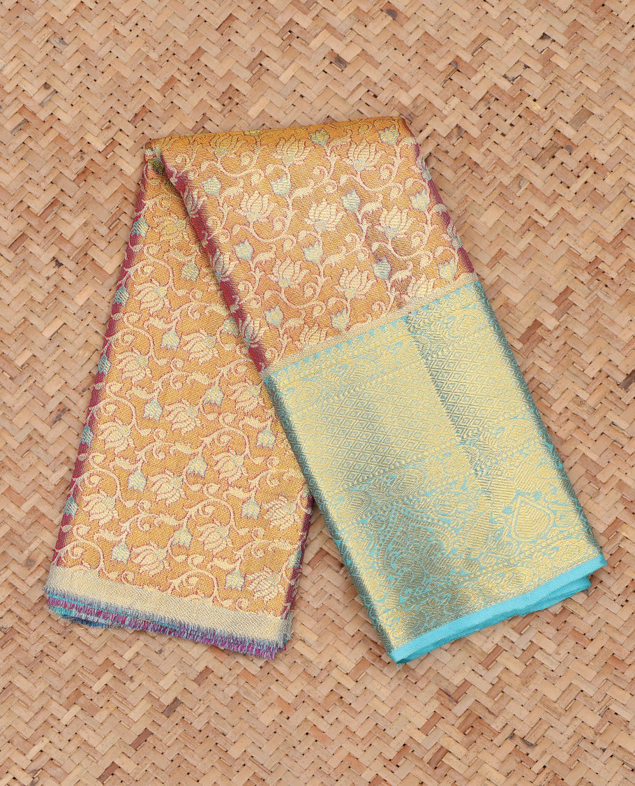 Light Maroon Pure Silk Navarathna Pavadai Material Set