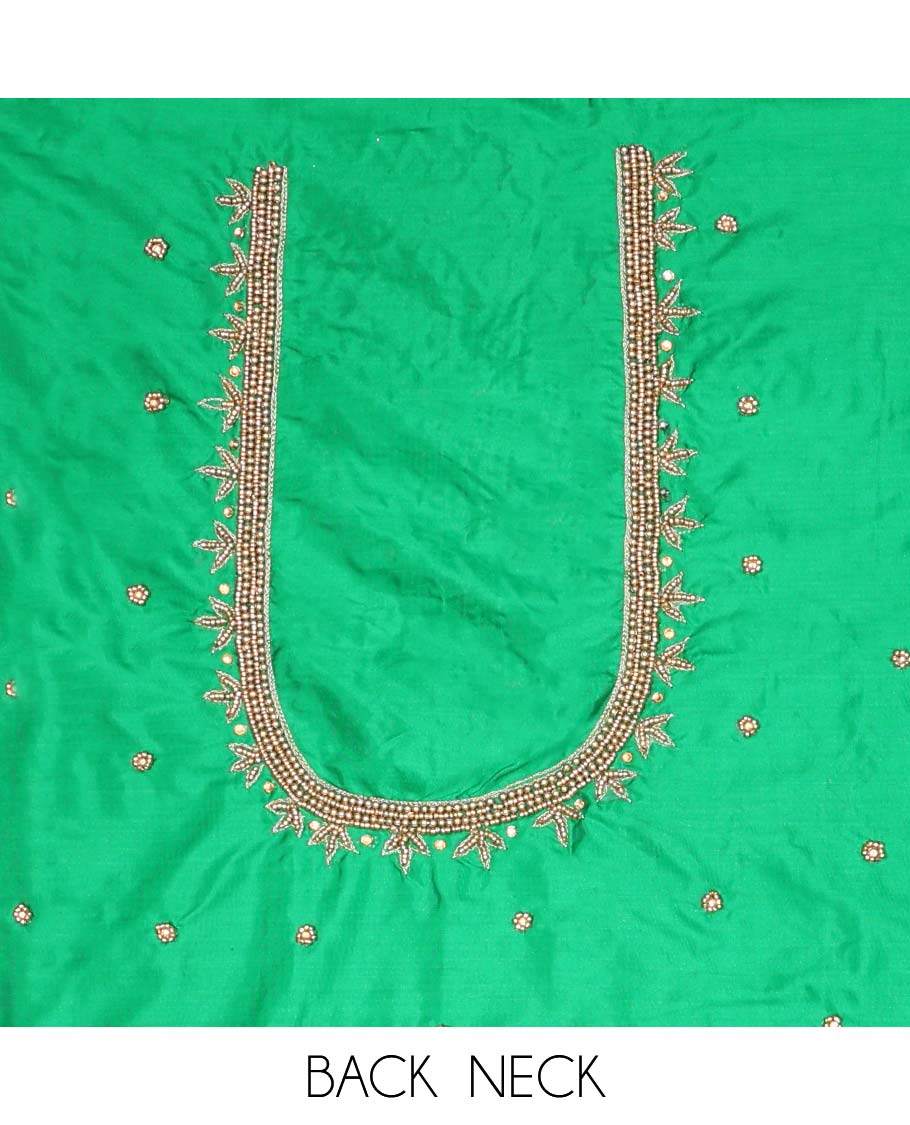 Green peacock aari embroidered material blouse