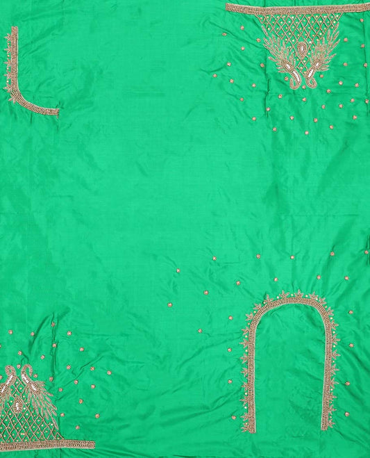 Green peacock aari embroidered material blouse