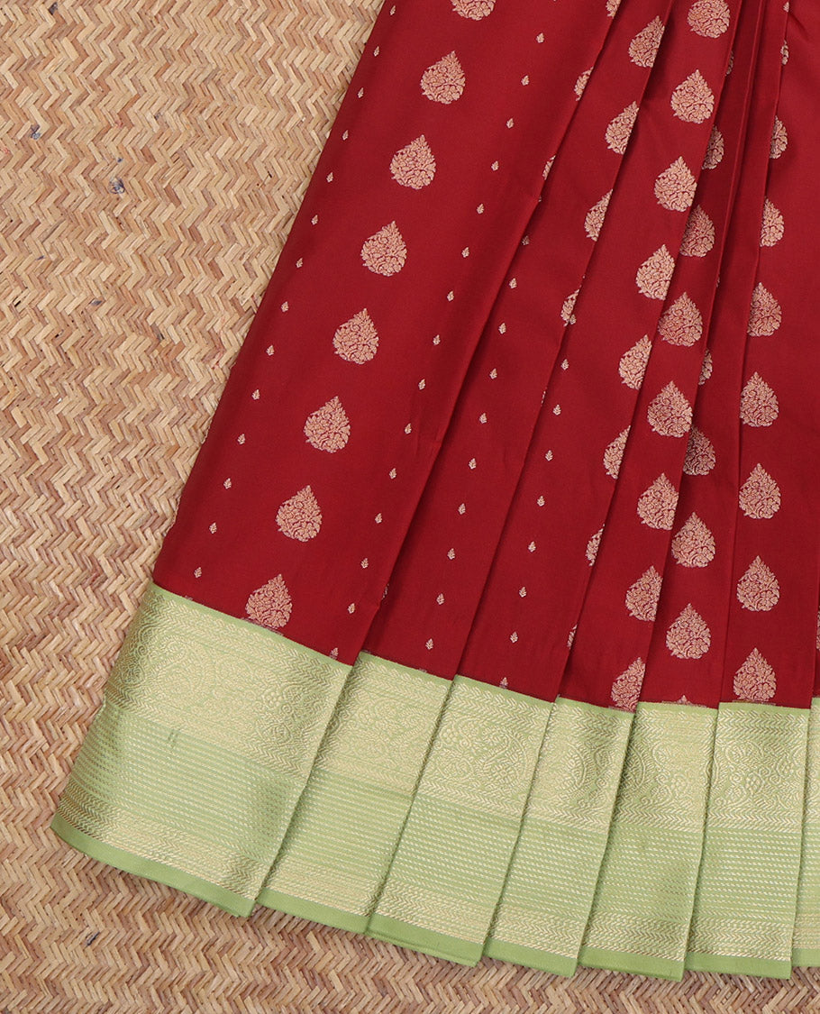 Light Maroon Budget Silk Saree, Woven with Zari Buttas, a Contrast Traditional Zari Border, Grand Pallu, and a Contrast Blouse