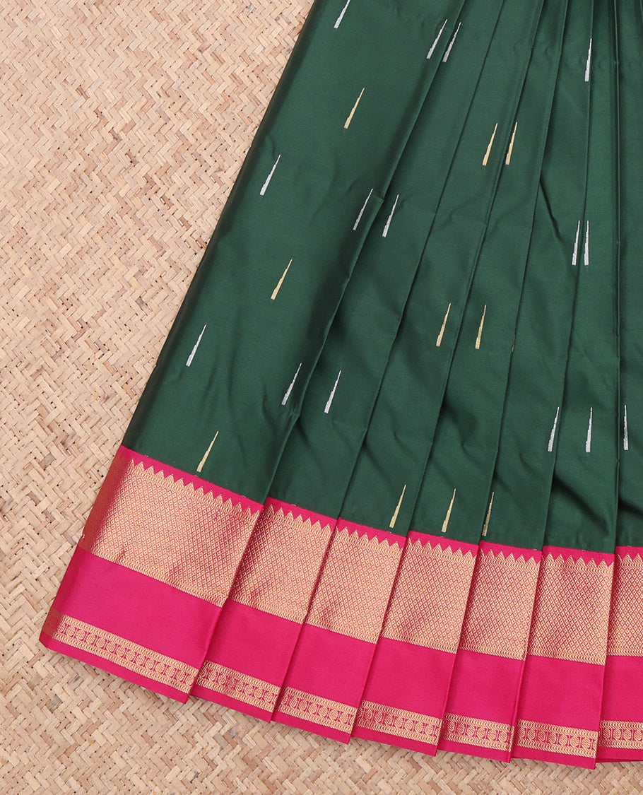 Green Traditional Rettai Pettu Budget Silk Saree