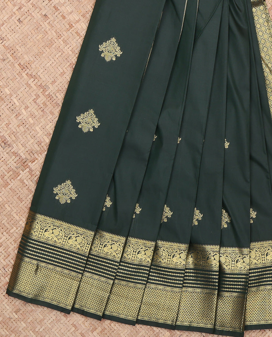 Green Traditional Zari Buttas Budget Silk Saree