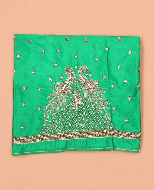 Green peacock aari embroidered material blouse