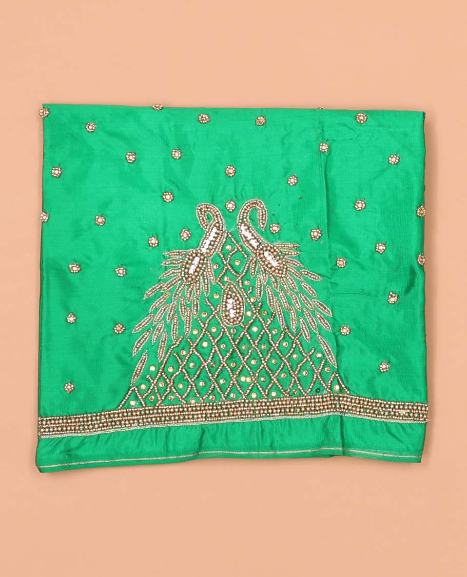 Green peacock aari embroidered material blouse