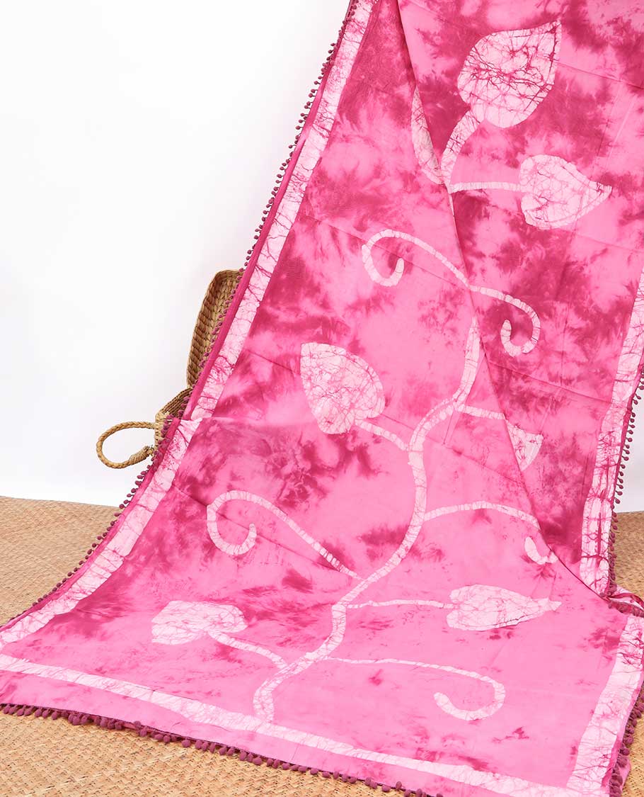 Pink batik style leaf creeper with self batik style border