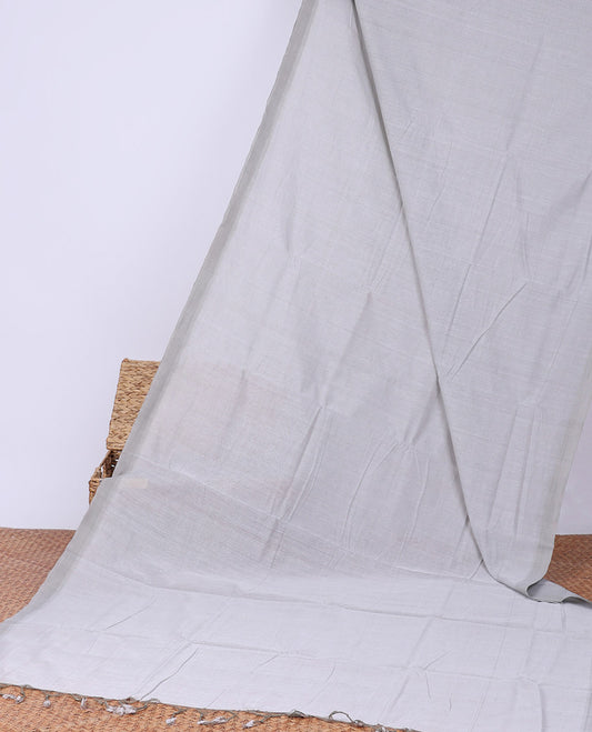 Borderless plain Grey khadi cotton saree