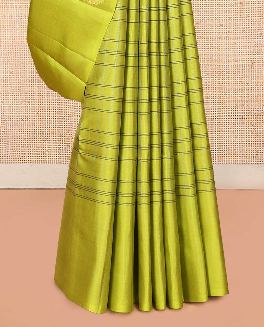 Borderless Green Mayuri Lite Silk Mix Saree